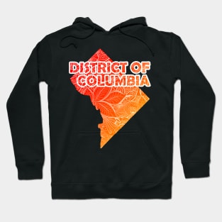 Colorful mandala art map of District of Columbia with text in red and orange Hoodie